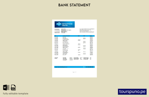 listo para imprimir plantilla de Word   extracto bancario Keystone de Nigeria